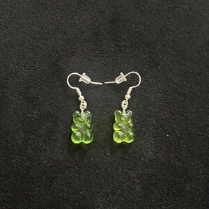 Lime Green Bear Drop Earrings